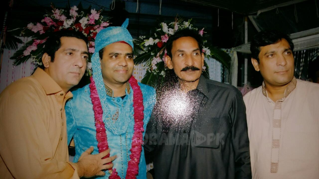 Qaiser Piya with Iftikhar thakur, Zafri Khan and Shahid Khan on his wedding day (2012)